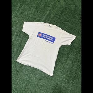 Chicago Cubs Vintage Baseball Tee Shirt Size Xl White and Blue Single Stitch